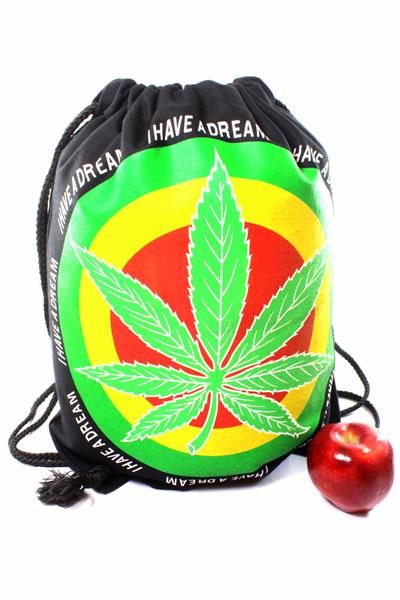 Backpack Marijuana Drawstring Strong Light Foldable Fabric กระเป๋าเป้สะพายหลังแบ